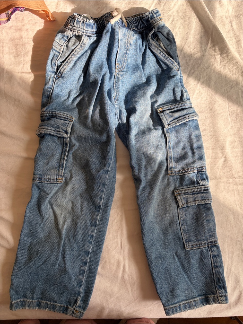 Zara Light Blue Kid’s Cargo Jeans with Elastic Waistband